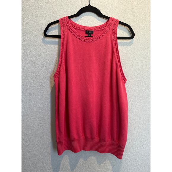 Torrid Crochet Trim Sweater Tank Pink Size 2 - Picture 1 of 9